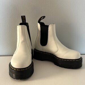 Dr. Martens White Platform Ankle Boots